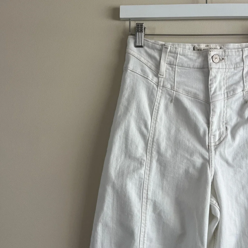 Free People We The Free Libre Wide Leg Jeans White High Rise Denim Size 28